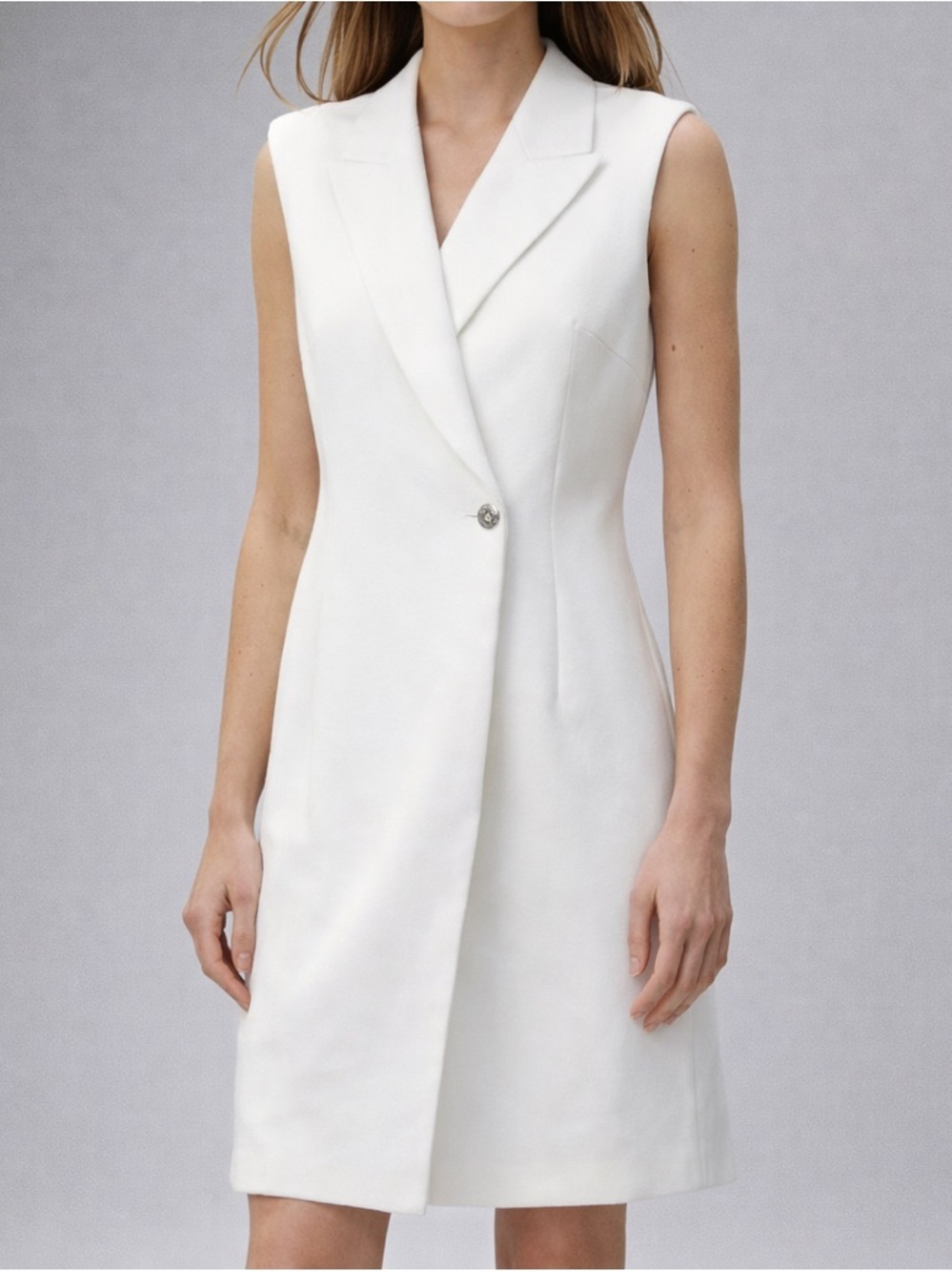 🆕🥥DKNY Blazer Dress Ivory White NWT Tailored Vest Dress Chic Size 10 Office Work